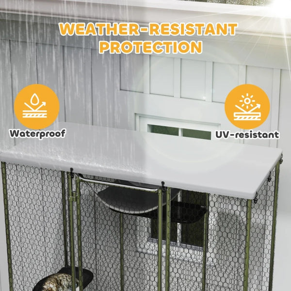 English Elm Pet Catio Walk-in Outdoor Enclosure Galvanized Steel Mesh Weatherproof Cat Habitat T3971P476743