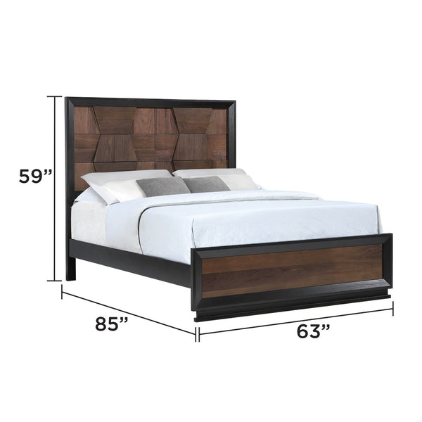 English Elm Houston Queen Panel Bed Set with Walnut Finish Dresser Mirror and Nightstand B009S01696