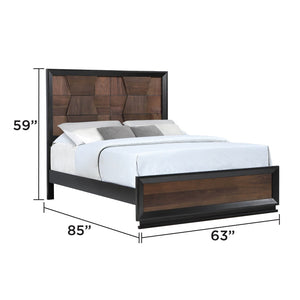 English Elm Houston Queen Bedroom Set Walnut Espresso Wood with Geometric Panel Design B009S01697