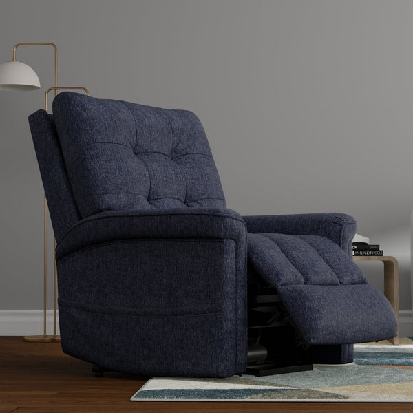English Elm Velour Lugano Indigo Power Lift Chair with USB, Dual Pockets, Full Recline & Quiet Lift Mechanism B339P409525