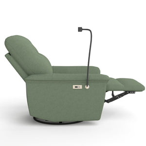 English Elm 270° Swivel Power Recliner Velvet Glider Rocker with Usb Ports for Living Room Dark Green W1028S00059