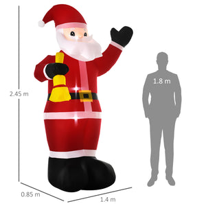 English Elm Homcom 8Ft Inflatable Santa Claus With Bell - Led Yard Decoration For Holiday Cheer & Easy Setup W2225P249957