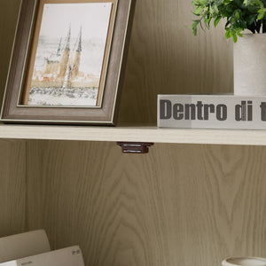 English Elm 72.4" Tall Storage Cabinet with 8 Doors and 4 Shelves, Oak Finish Large Freestanding Organizer for Home White W2275P292650