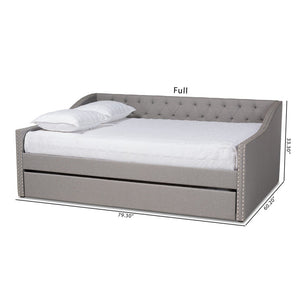 Baxton Studio Baxton Studio Haylie Elegant Light Grey Upholstered Full Daybed with Roll-Out Twin Trundle Bed CF9046-Light Grey-Daybed-F/T
