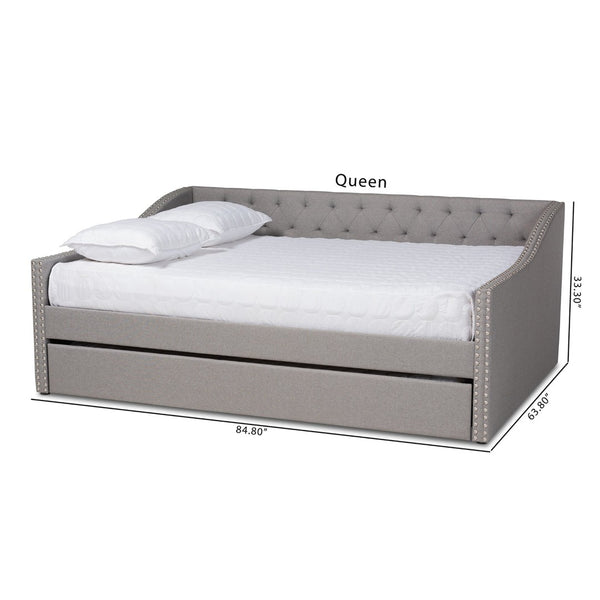 Baxton Studio Baxton Studio Modern Light Grey Upholstered Daybed with Twin Trundle for Stylish Space-Saving Comfort Haylie Light Queen CF9046-Light Grey-Daybed-Q/T