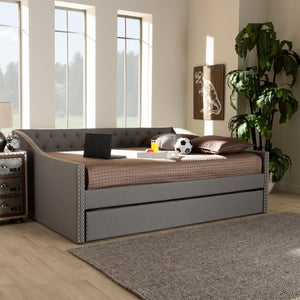 Baxton Studio Baxton Studio Modern Light Grey Upholstered Daybed with Twin Trundle for Stylish Space-Saving Comfort Haylie Light Queen CF9046-Light Grey-Daybed-Q/T