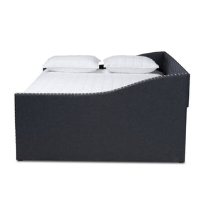 Baxton Studio Baxton Studio Modern Light Grey Upholstered Daybed with Twin Trundle for Stylish Space-Saving Comfort Haylie Dark Queen CF9046-Charcoal-Daybed-Q/T