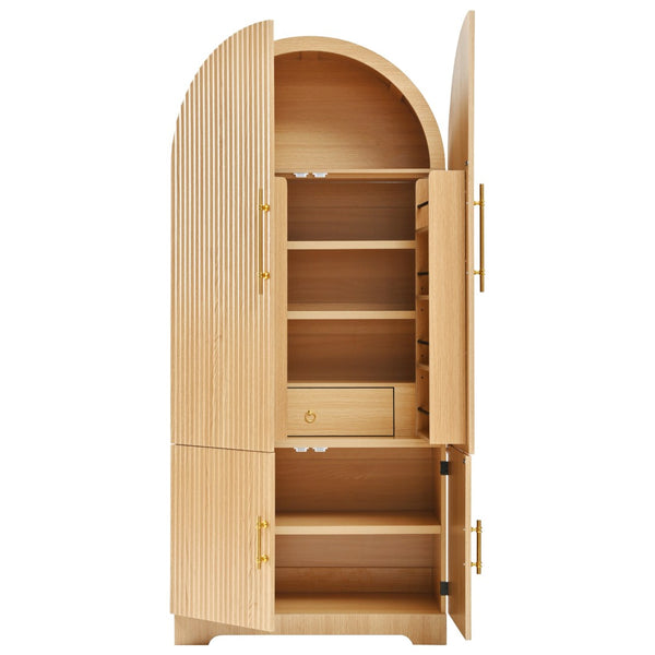 English Elm K&k Farmhouse Pantry Cabinet 72 Inch Tall Mdf Cupboard with Adjustable Shelves Natural N707S000020Y