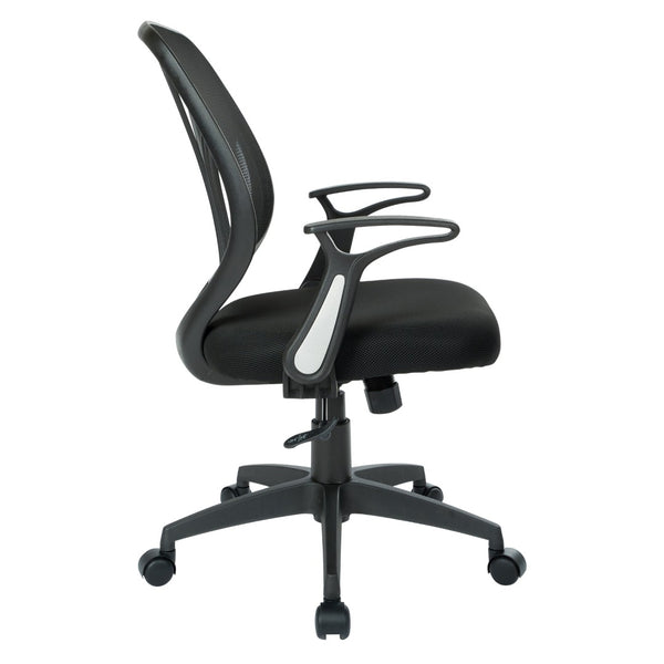 OSP Home Furnishings Screen Back Mesh Task Chair with Lumbar Support Ergonomic Seating for Home Office Use EM69202N-3M