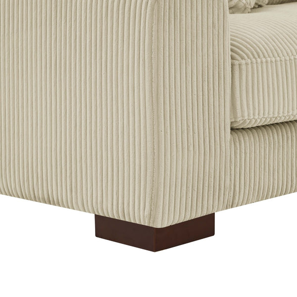 English Elm Large Corduroy Double Chaise Sectional Sofa with Lumbar Support for Spacious Living Rooms Beige B2748S00016