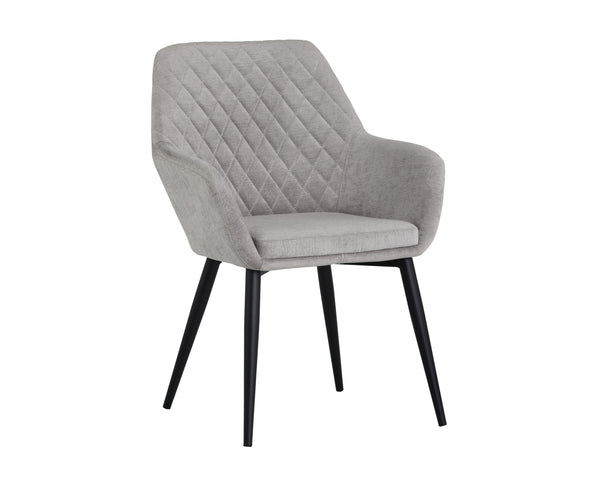 Sunpan Jayna Dining Armchair - Chic Comfort with Elegant Diamond Tufting, Perfect for Stylish Dining Spaces Black / Polo Club Stone