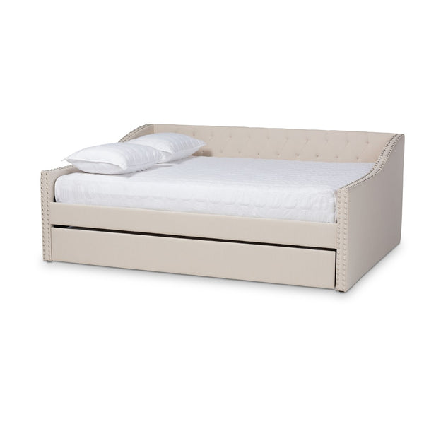 Baxton Studio Baxton Studio Haylie Modern Beige Daybed with Roll-Out Trundle - Stylish & Versatile Guest Solution CF9046-Beige-Daybed-F/T