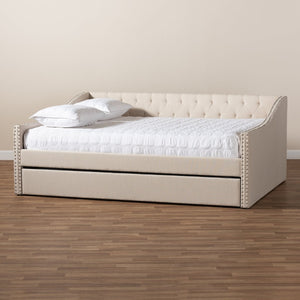 Baxton Studio Baxton Studio Haylie Modern Beige Upholstered Daybed with Roll-Out Trundle for Stylish Comfort CF9046-Beige-Daybed-Q/T