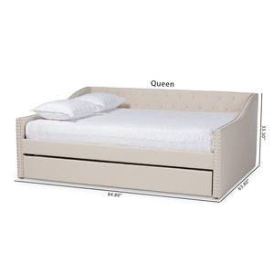 Baxton Studio Baxton Studio Haylie Modern Beige Upholstered Daybed with Roll-Out Trundle for Stylish Comfort CF9046-Beige-Daybed-Q/T