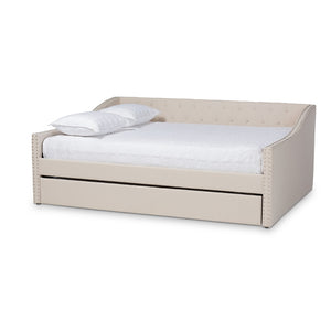 Baxton Studio Baxton Studio Haylie Modern Beige Upholstered Daybed with Roll-Out Trundle for Stylish Comfort CF9046-Beige-Daybed-Q/T