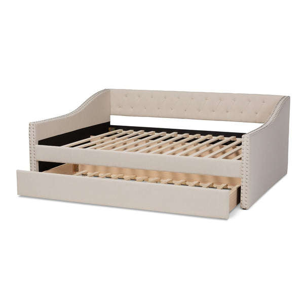 Baxton Studio Baxton Studio Haylie Modern Beige Daybed with Roll-Out Trundle - Stylish & Versatile Guest Solution CF9046-Beige-Daybed-F/T