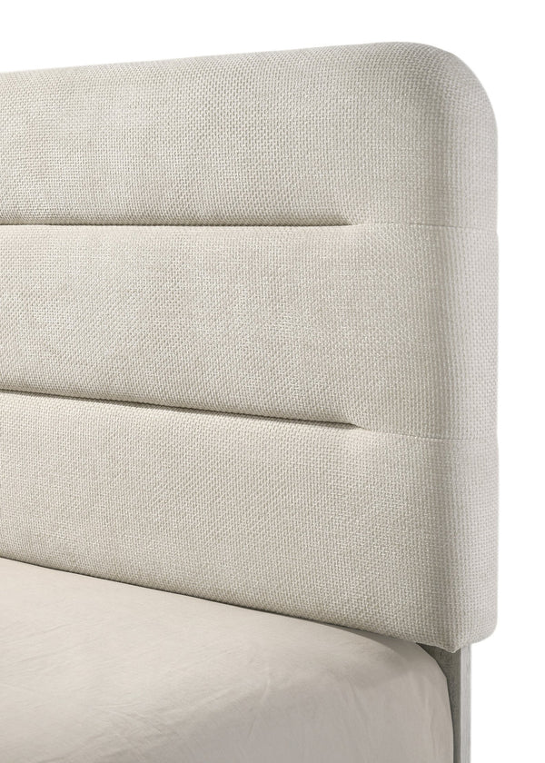 English Elm Plush Queen Size Upholstered Panel Bed with Sleek Lines and Neutral Palette for Elegant Bedrooms Antique White 85.7 L x 33.2 W x 11 H B2741S00440
