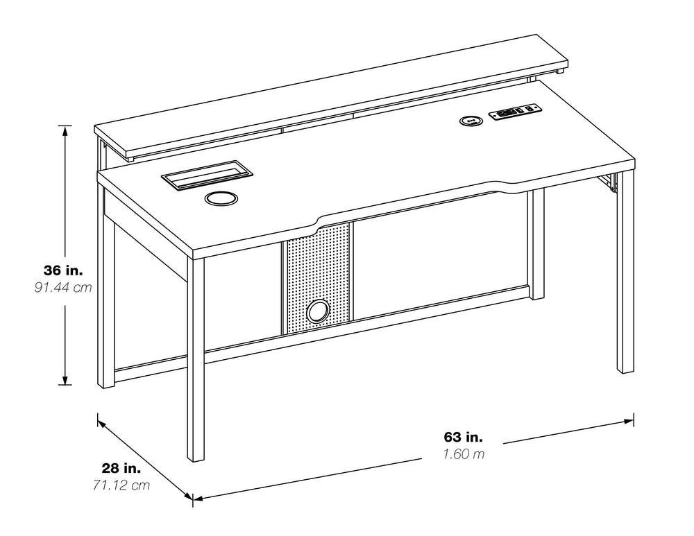 OSP Home Furnishings Adaptor 63" Gaming Desk Black