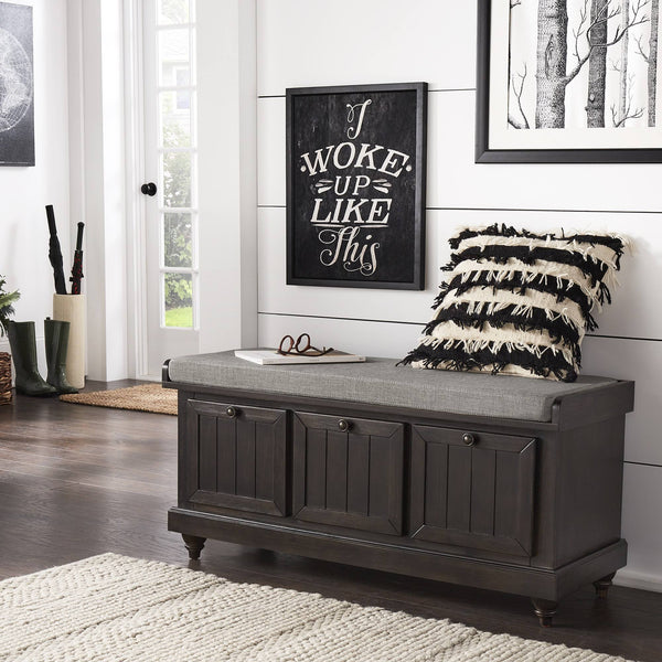 Georgia Upholstered Storage Bench with Wood Frame for Entryway or Bedroom