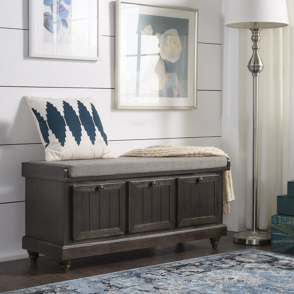 Georgia Upholstered Storage Bench with Wood Frame for Entryway or Bedroom