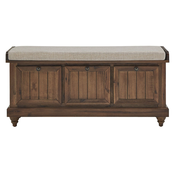 Homelegance Georgia Upholstered Storage Bench with Wood Frame for Entryway or Bedroom Antique Brown / Beige 967BR-13BL