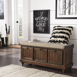 Georgia Upholstered Storage Bench with Wood Frame for Entryway or Bedroom