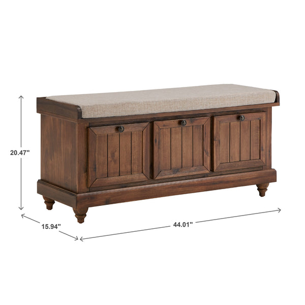 Georgia Upholstered Storage Bench with Wood Frame for Entryway or Bedroom