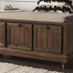 Georgia Upholstered Storage Bench with Wood Frame for Entryway or Bedroom