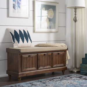 Georgia Upholstered Storage Bench with Wood Frame for Entryway or Bedroom
