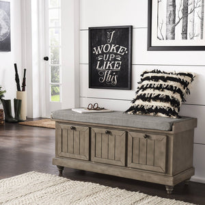Georgia Upholstered Storage Bench with Wood Frame for Entryway or Bedroom