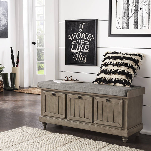 Georgia Upholstered Storage Bench with Wood Frame for Entryway or Bedroom