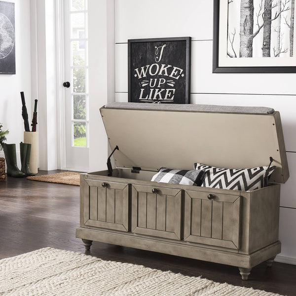 Georgia Upholstered Storage Bench with Wood Frame for Entryway or Bedroom