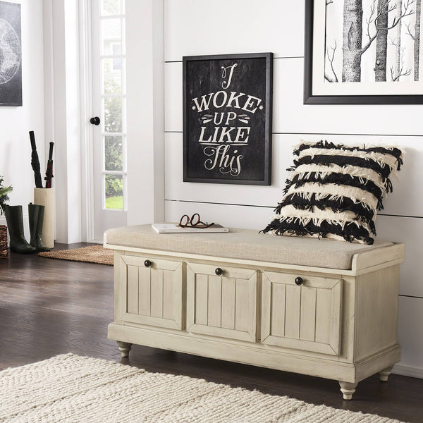 Georgia Upholstered Storage Bench with Wood Frame for Entryway or Bedroom