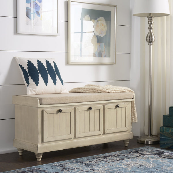 Georgia Upholstered Storage Bench with Wood Frame for Entryway or Bedroom