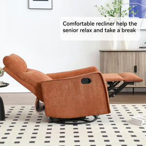 English Elm Heat Massage Rocker Recliner with Swivel Base and Vibrating Nodes for Living Room Orange W1803P251882