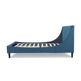 English Elm Aspen Vertical Tufted Modern Headboard Platform Bed Set, Queen, Satin Teal Blue Velvet