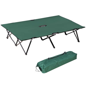 English Elm Outsunny 2-Person Extra Wide Folding Camping Cot - Portable Elevated Bed For Outdoors & Travel W2225P217033-GIGA