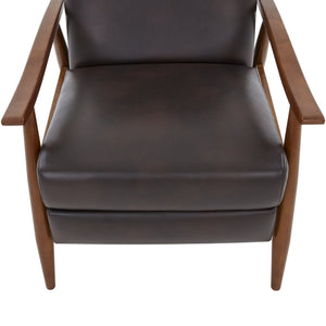 English Elm Sarasota Wood Arm Push Back Recliner with Leather Gel Upholstery, Chestnut Arms & 3-Position Comfort Brown B050P281014