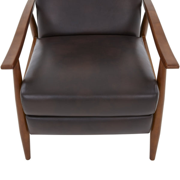 English Elm Sarasota Wood Arm Push Back Recliner with Leather Gel Upholstery, Chestnut Arms & 3-Position Comfort Brown B050P281014