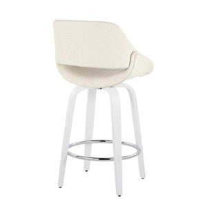 English Elm Fixed-height Swivel Counter Stools with Faux Leather Seats and Chrome Footrest Set of 2 B202S01822