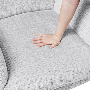 English Elm Comfortable Swivel Chair with Ottoman, Chenille Upholstery, Silver Metal Base, Plush Modern Comfort Gray 30 L x 35 W x 30 H B011P304985