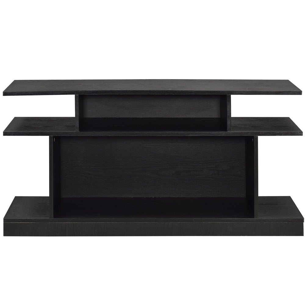 English Elm Black 2-shelf Sofa Table with Spacious Top and Open Storage Shelves, Contemporary Black Console B062P186477