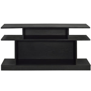 English Elm Black 2-shelf Sofa Table with Spacious Top and Open Storage Shelves, Contemporary Black Console B062P186477