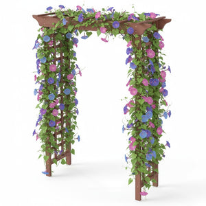 English Elm Wooden Garden Arch Solid Lattice Frame for Climbing Vines Weddings and Backyard Decor W2640P356950