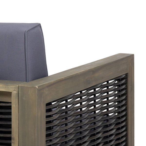 English Elm Christopher Knight Home® - Outdoor Acacia Wood Club Chair With Wicker Accents – Stylish, Weather-Resistant Comfort For Patios 68942.00DGRY