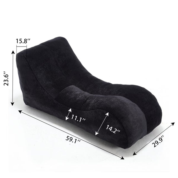 English Elm Creative Bean Bag Sofa Chair with Plush Superfiber Cover and Soft Foam Filling for Luxe Comfort Black W1996P266264