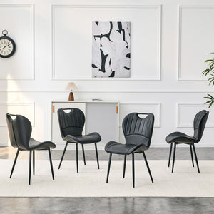 English Elm Set of 4 Olive Fabric Dining Chairs Ergonomic Cushion Black Steel Frame Modern Black W1151P454886