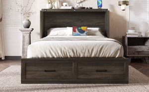 English Elm Murphy Full-Size Cabinet Bed with Built-In Charging Station, Storage Drawer & 700lb Capacity Comfort Gray 52.5 L x 26 W x 5.5 H N733S293995G