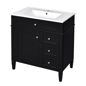 English Elm 30'' Modern Bathroom Vanity With Ceramic Sink, 2 Drawers & Tip-Out Storage For Stylish Organization N710P250194B