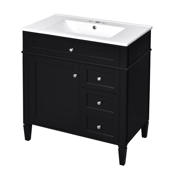 English Elm 30'' Modern Bathroom Vanity With Ceramic Sink, 2 Drawers & Tip-Out Storage For Stylish Organization N710P250194B